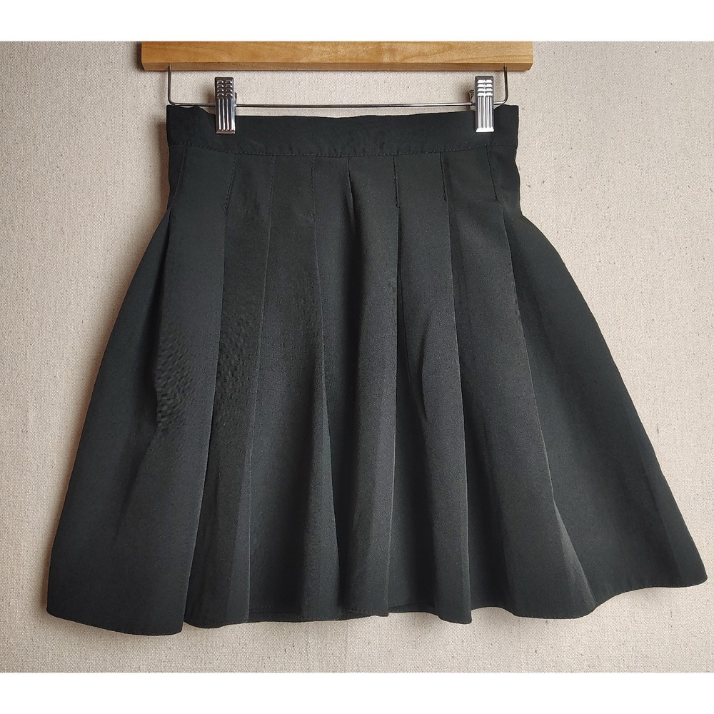 GEPUR Pleated Mini Skirt Pleated Schoolgirl Style Black Skater Y2K‎ XS W